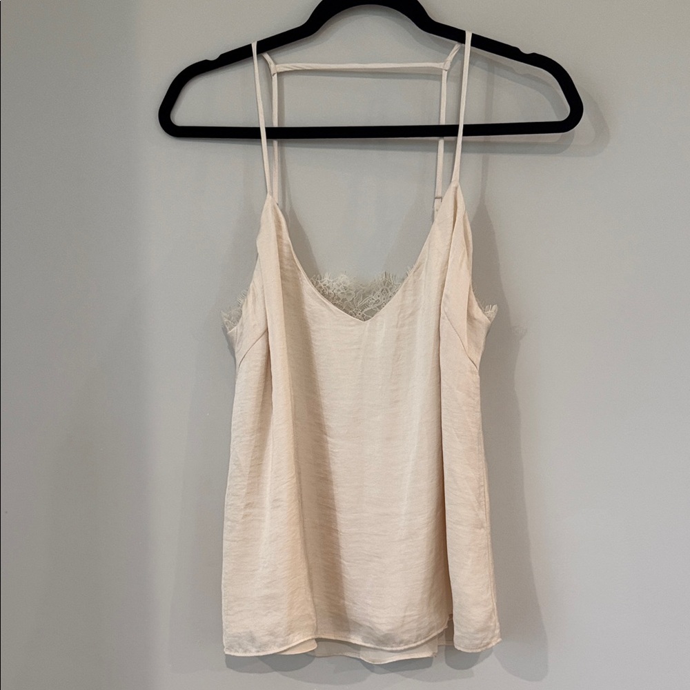 Lush Cream Double-Layer Satin Camisole with Spaghetti Straps